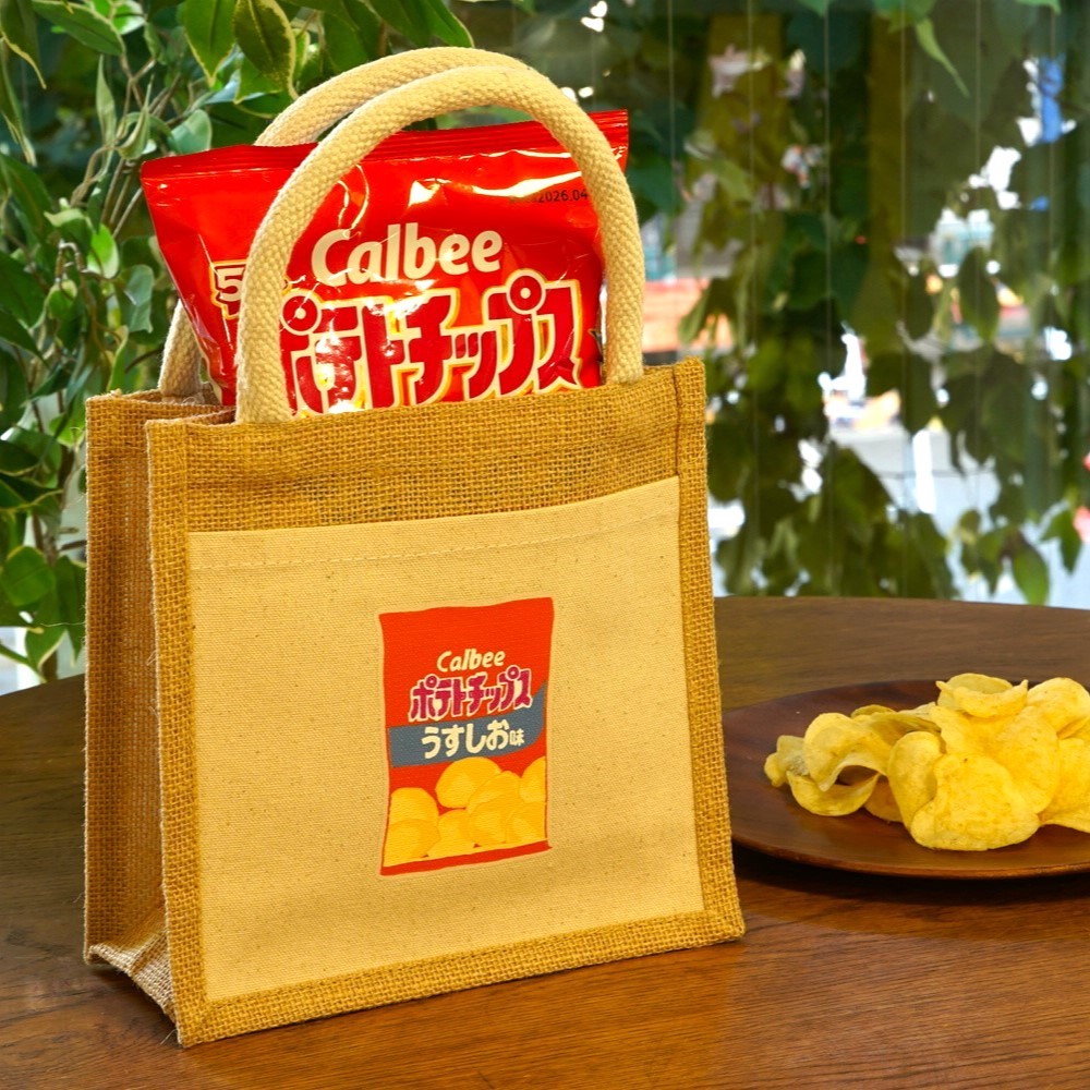 【キムケン】ビッグポケット付きランチトート　ポテトチップス　うすしお味柄