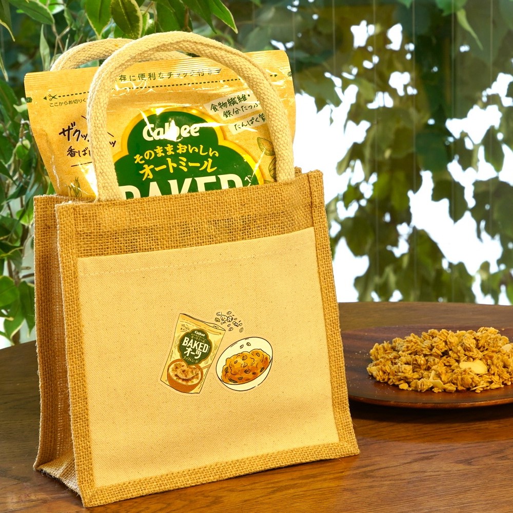 【Maki】ビッグポケット付きランチトート　BAKEDオーツ柄