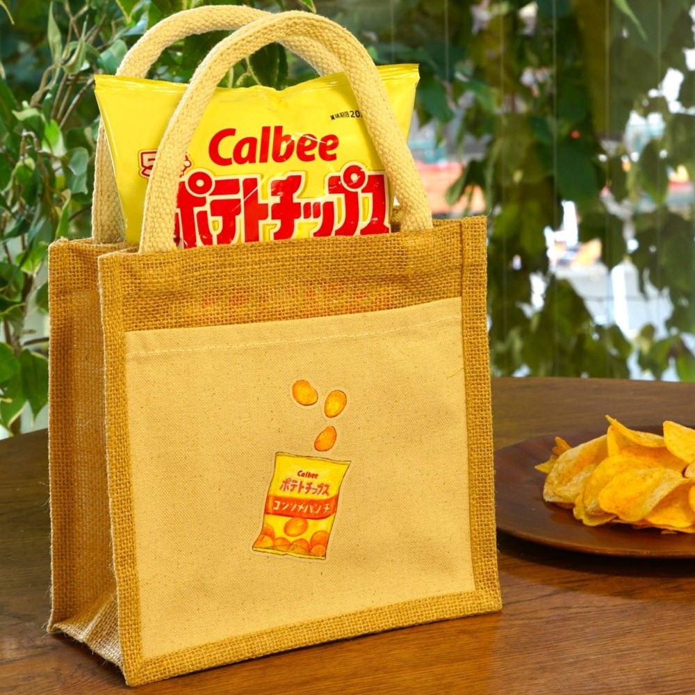 【まいのおやつ】ビッグポケット付きランチトート　ポテトチップス　コンソメパンチ柄
