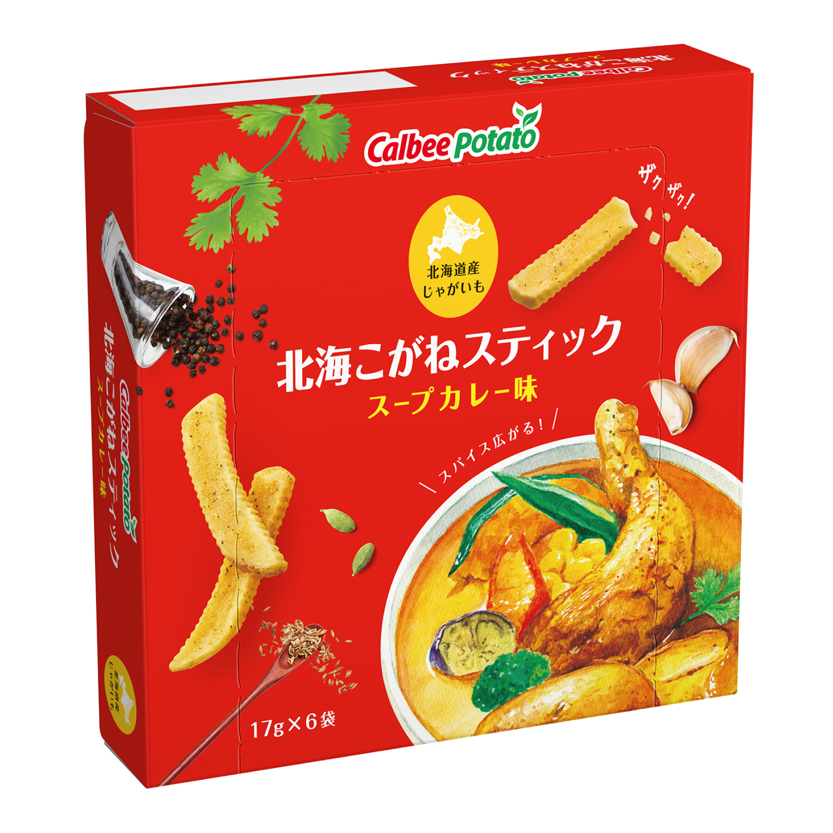 北海こがねスティックスープカレー味（17g×6袋） 賞味期限2024年6月25日（17g×6袋）