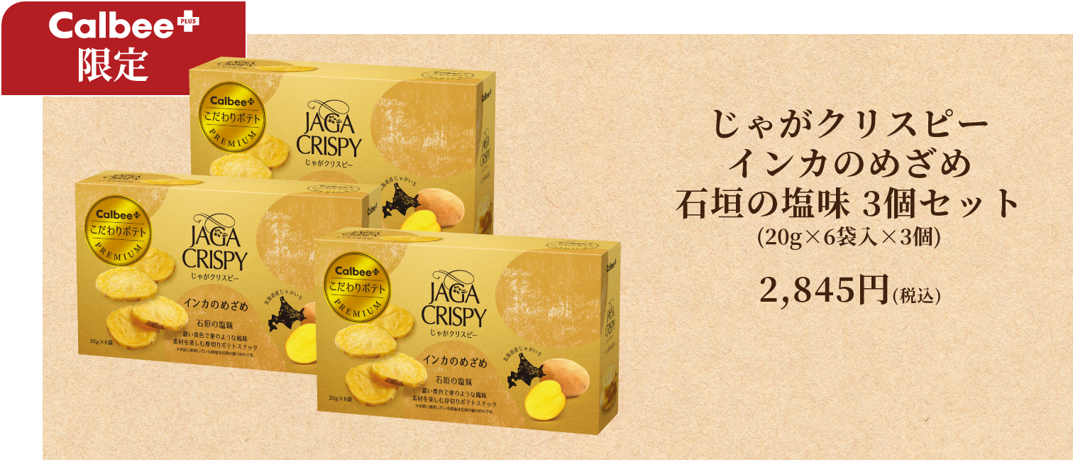 じゃがクリスピーインカのめざめ 20g×6袋入×3個 2,845円(税込)