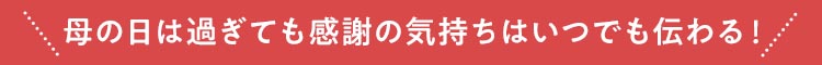 母の日は過ぎても感謝の気持ちはいつでも伝わる