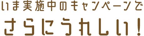 いま実施中のキャンペーンでさらにうれしい！