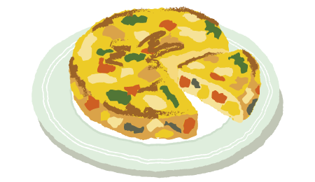 溶き卵に加えてスパニッシュオムレツに