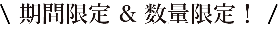 期間限定 ＆ 数量限定!